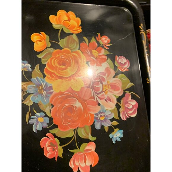 Rustic Floral Metal Serving Tray Decorative VTG Farmhouse Farmers Market Kitchen - Picture 14 of 14